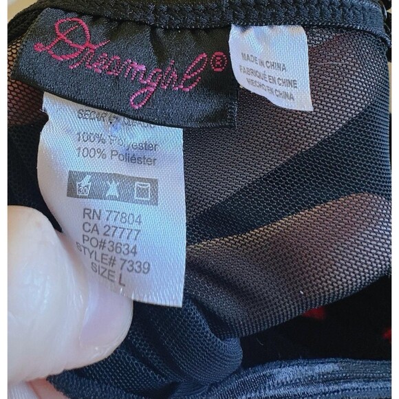 Y2K Dreamgirl Red and Black Bustier / Vintage Lace Bow Ribbon Floral  Large - Picture 7 of 7
